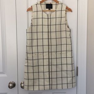 Windowpane Sleeveless Collarless Jacket/Vest